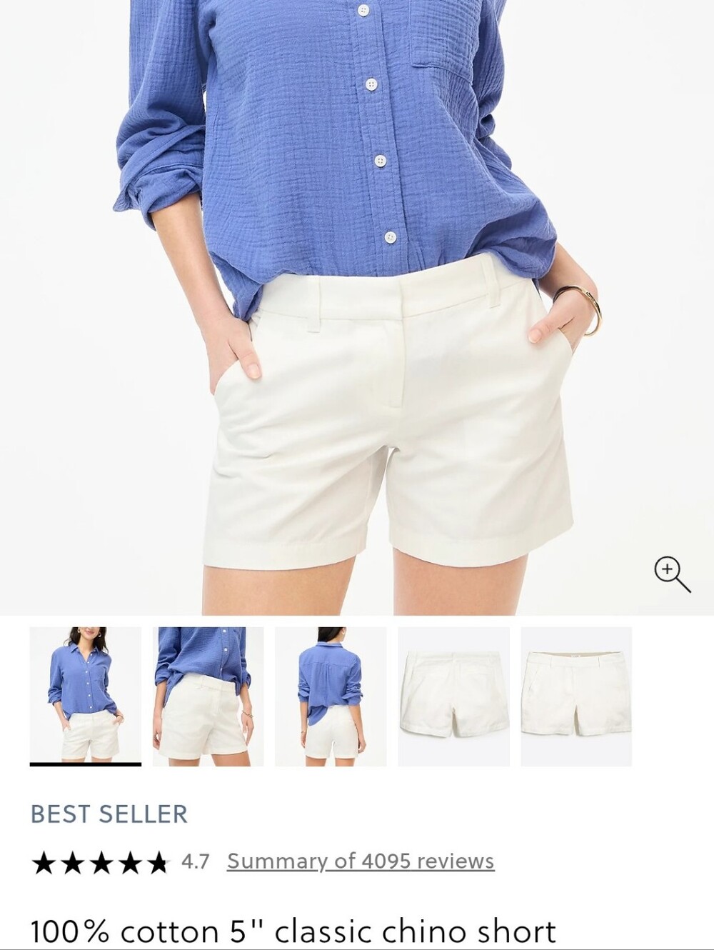 J. Crew Factory Cream Classic Chino Bermuda Shorts